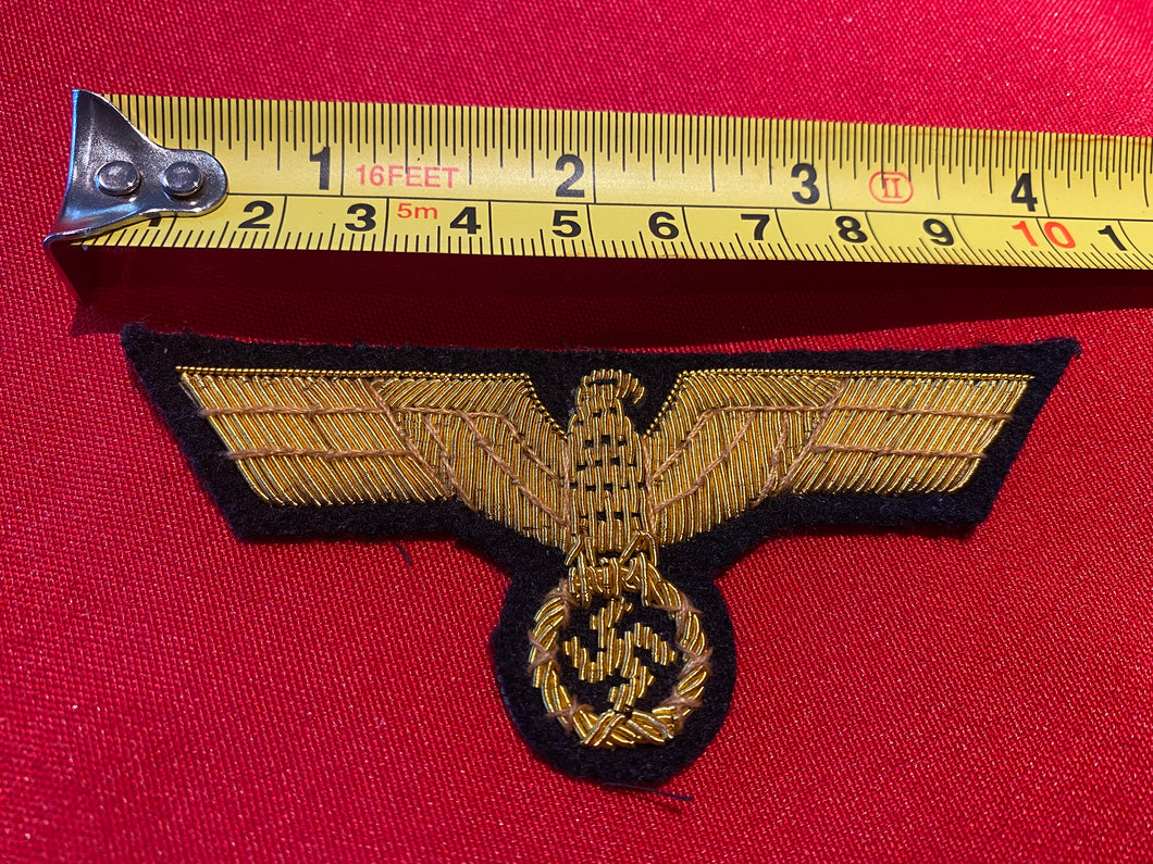 Reproduction Kriegsmarine Gilt Bullion Breast Eagle Badge.