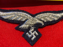 Load image into Gallery viewer, Reproduction Luftwaffe Officers Bullion Breast Eagle badge.
