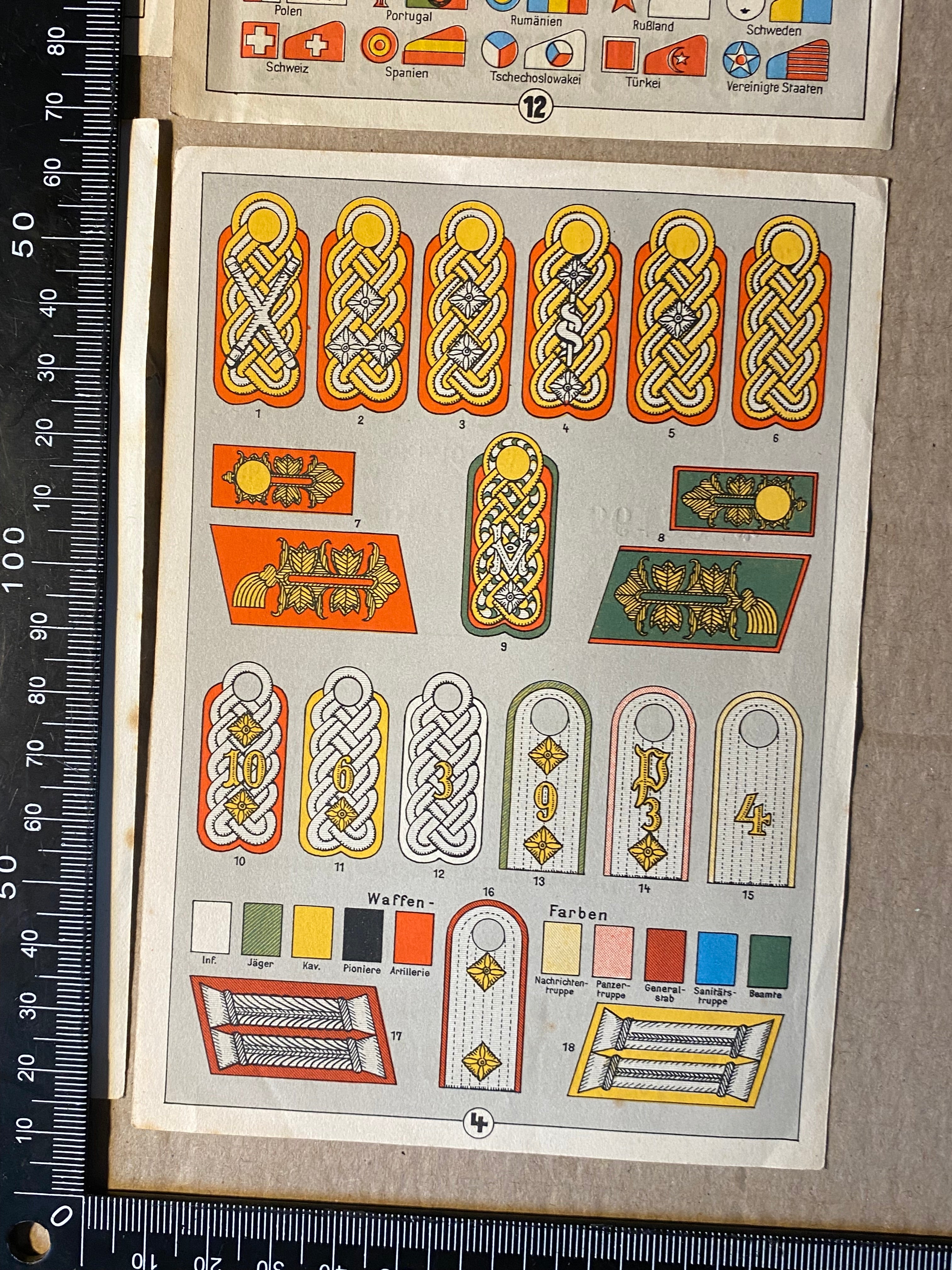 A group of original WW2 German Unit & Service Insignia Cards in colour. - The Militaria Shop