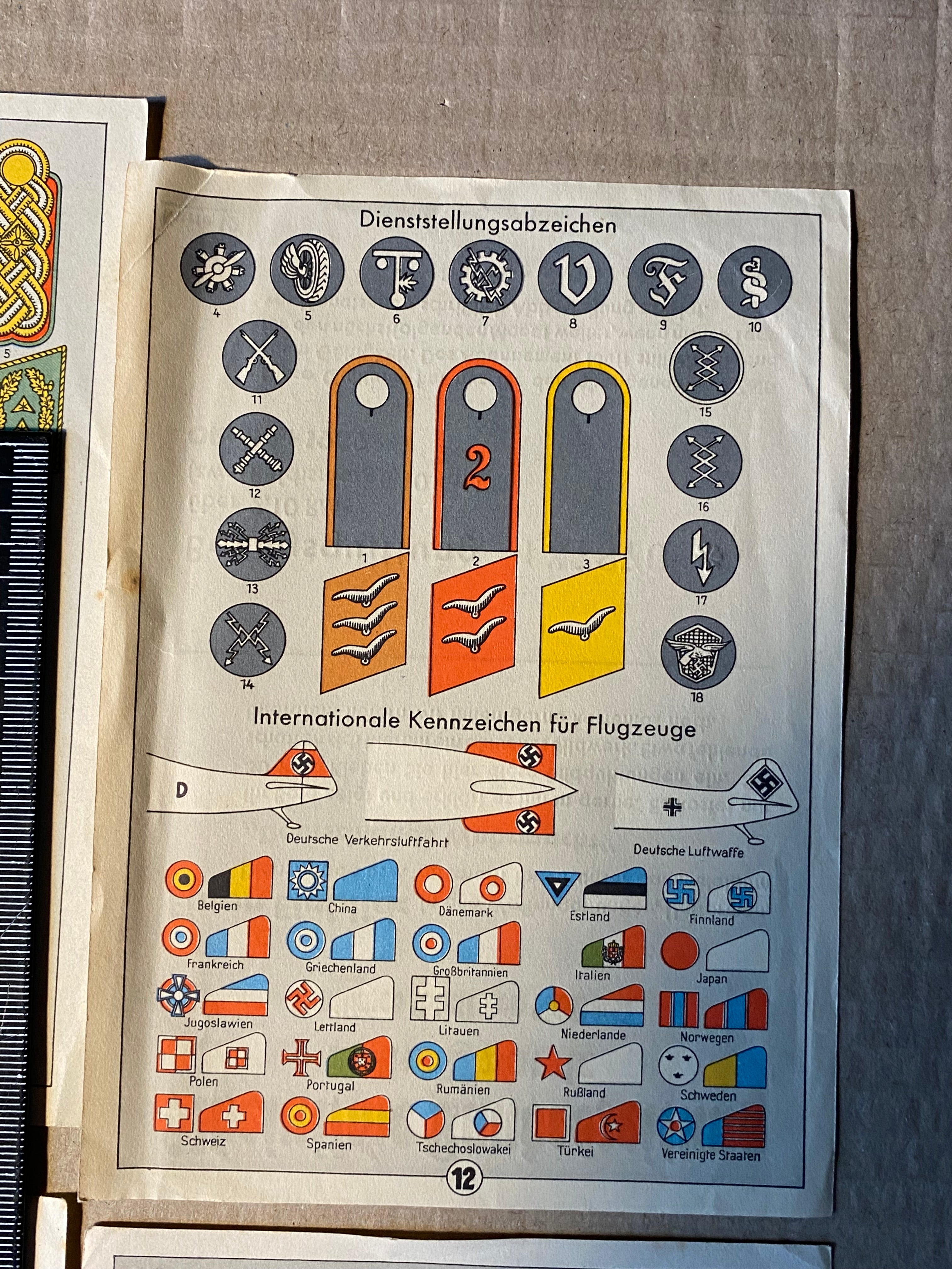 A group of original WW2 German Unit & Service Insignia Cards in colour. - The Militaria Shop