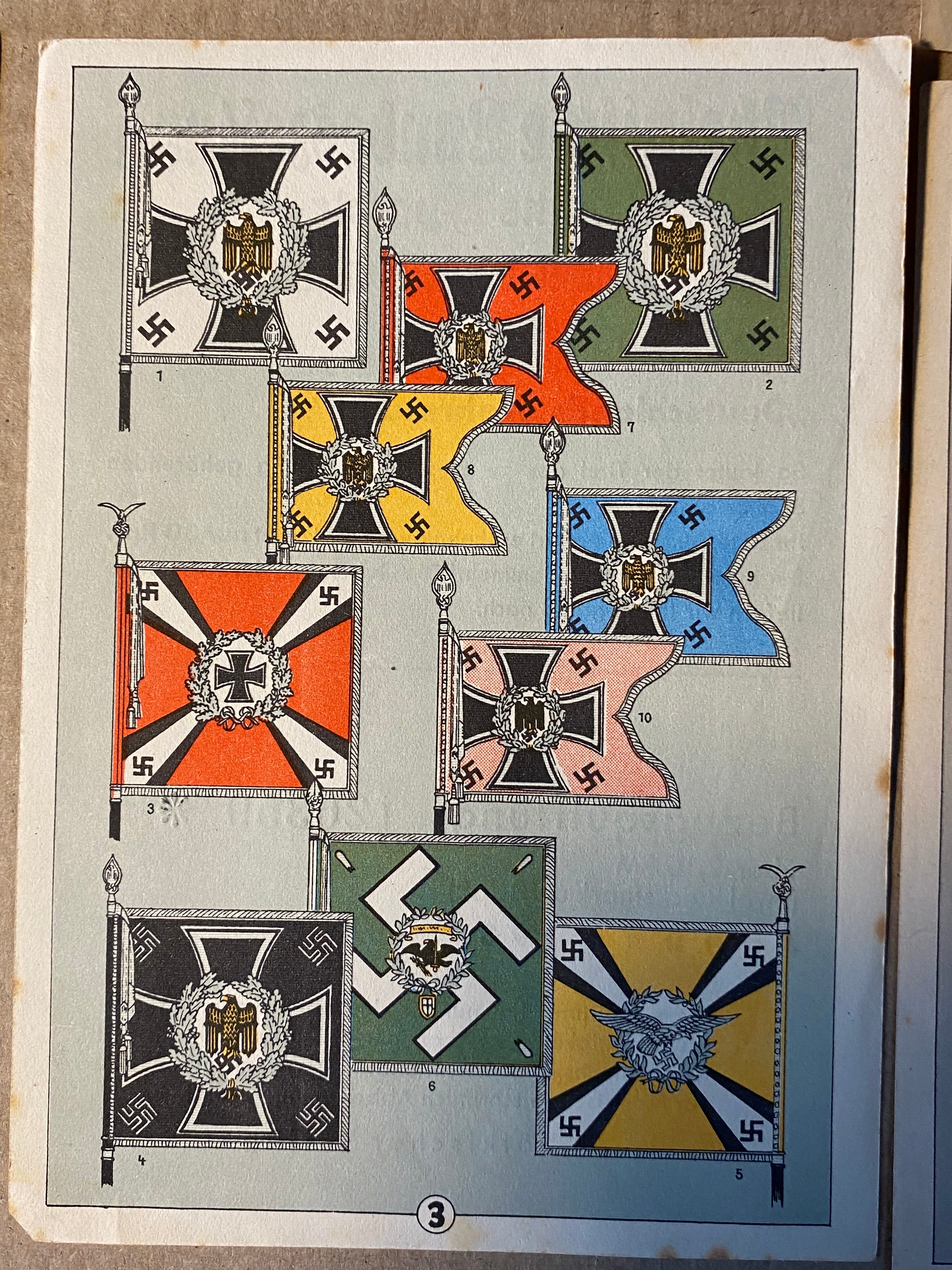 A group of original WW2 German Unit & Service Insignia Cards in colour. - The Militaria Shop