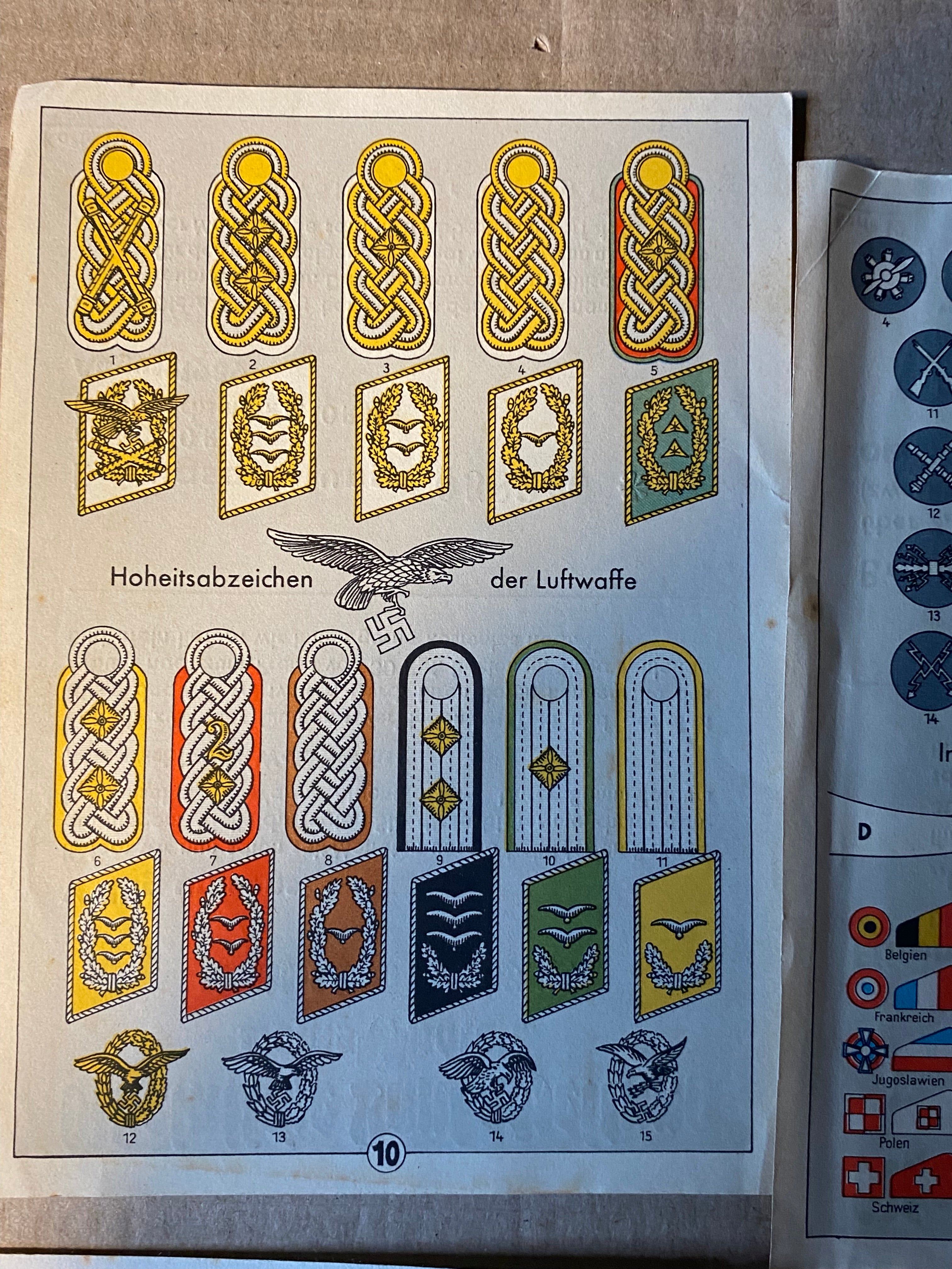 A group of original WW2 German Unit & Service Insignia Cards in colour. - The Militaria Shop