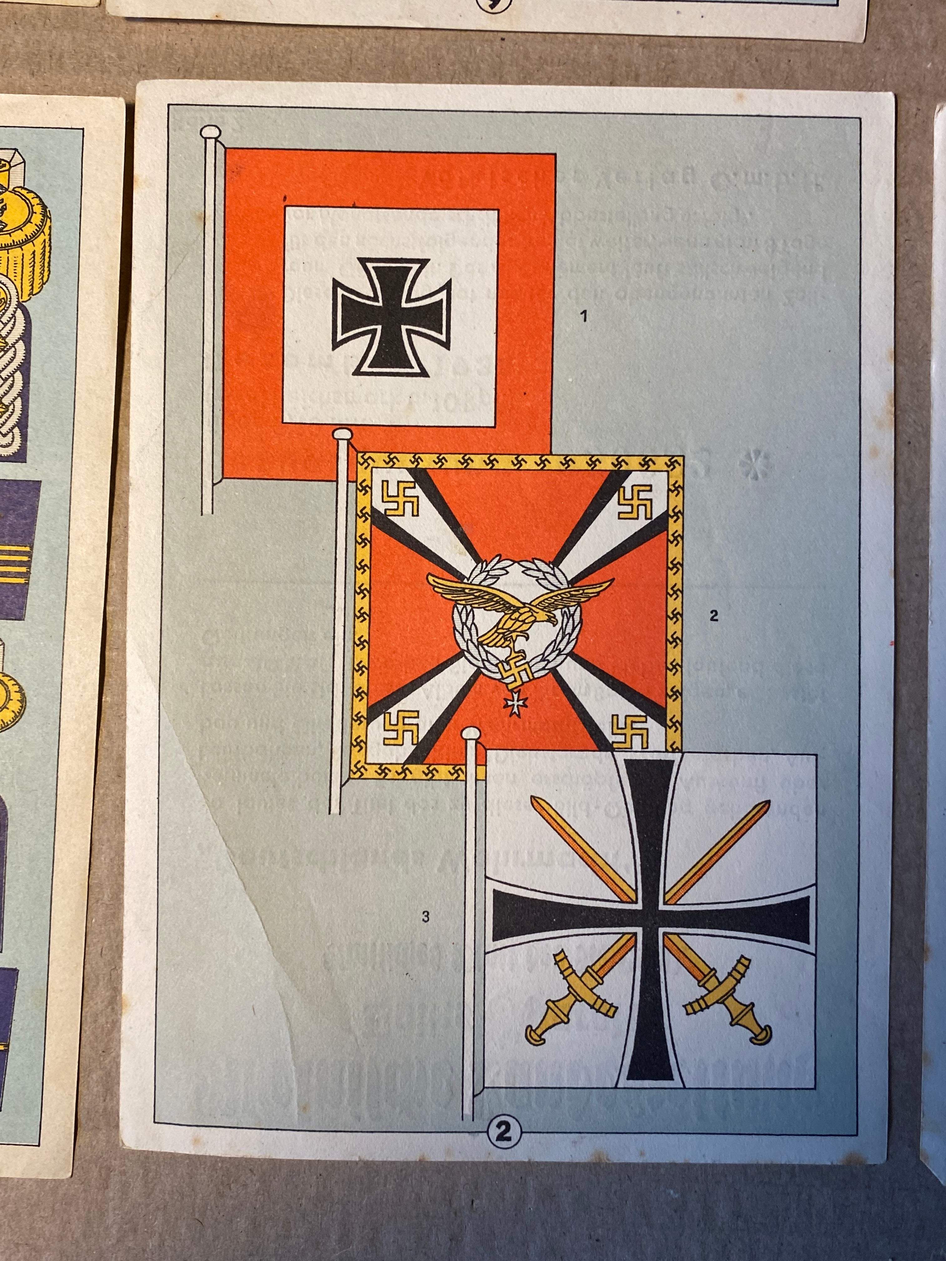 A group of original WW2 German Unit & Service Insignia Cards in colour. - The Militaria Shop