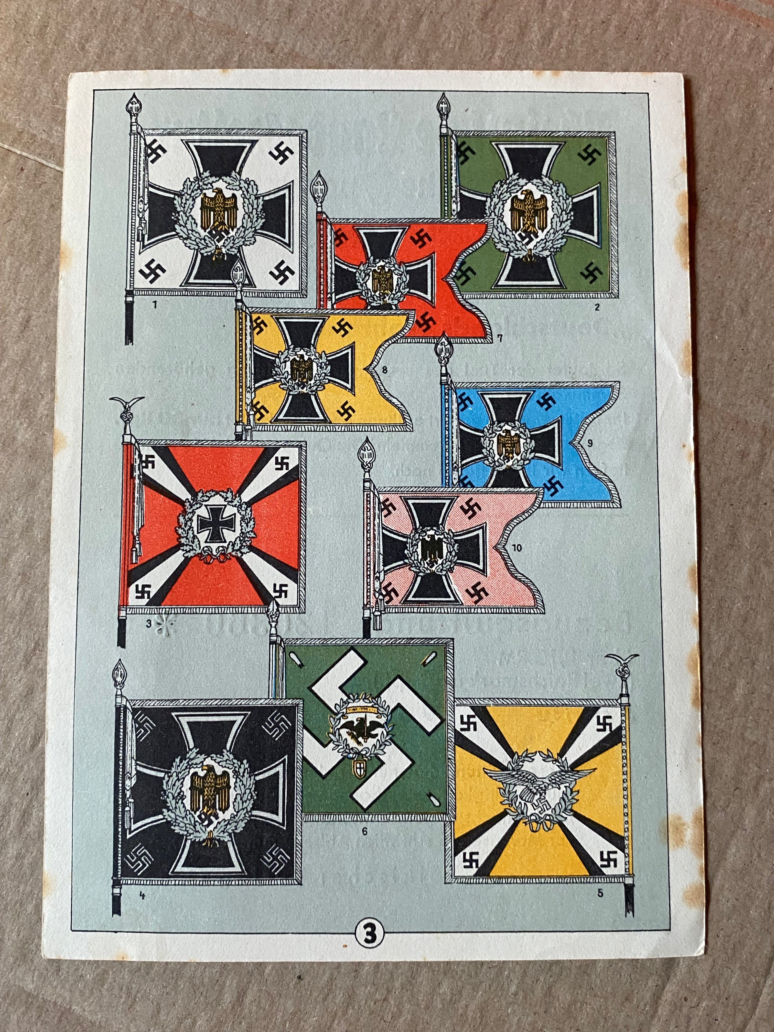 A group of original WW2 German Unit & Service Insignia Cards in colour. - The Militaria Shop