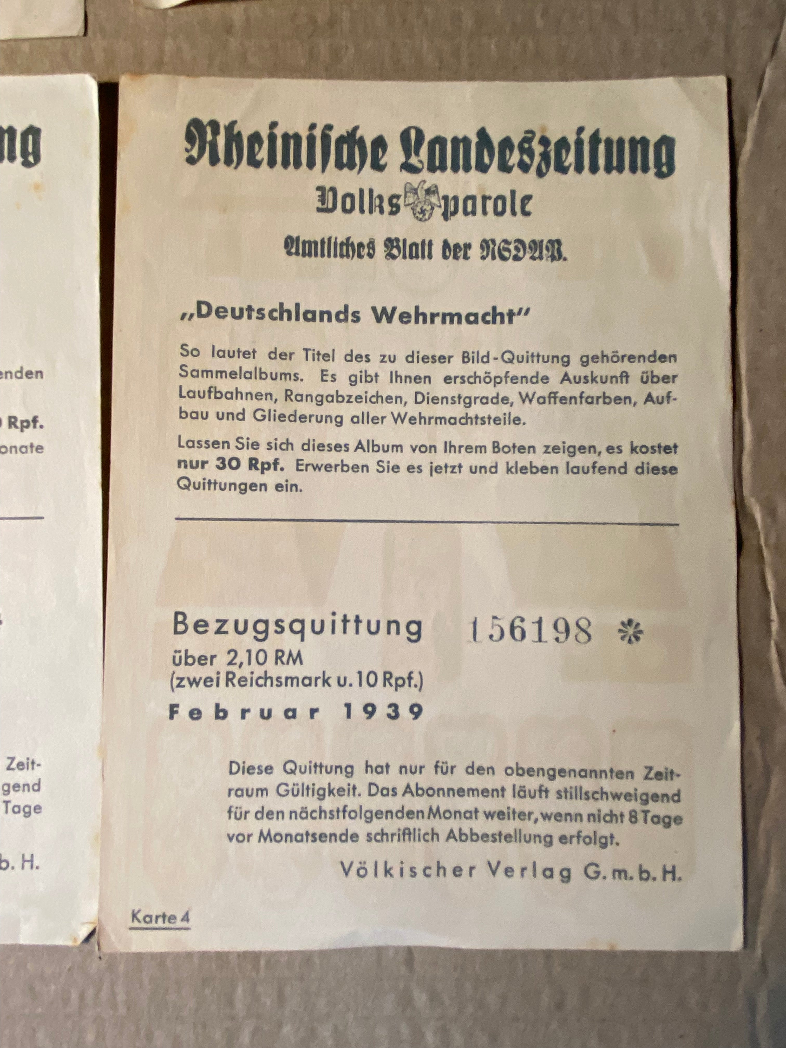 A group of original WW2 German Unit & Service Insignia Cards in colour. - The Militaria Shop