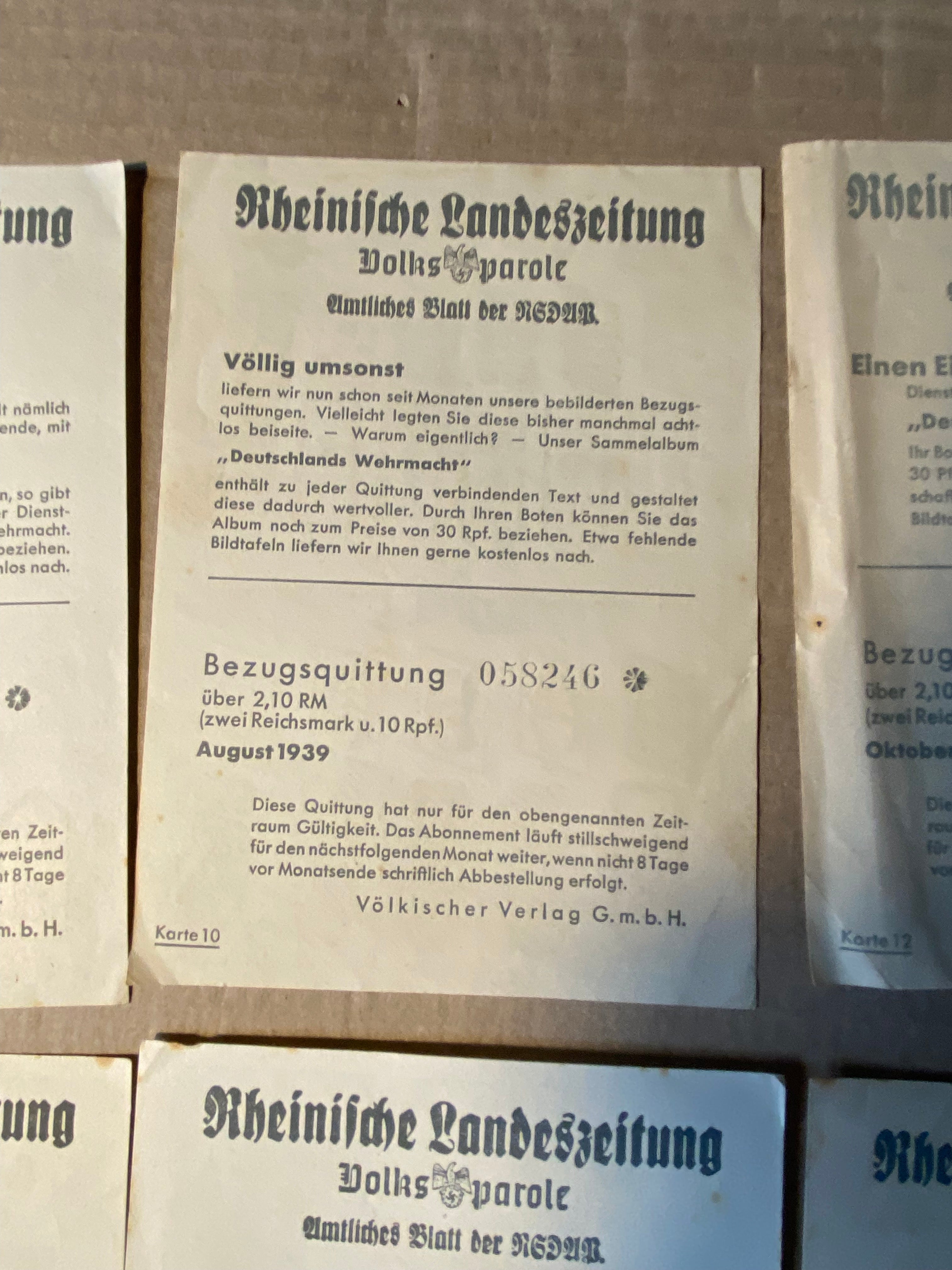 A group of original WW2 German Unit & Service Insignia Cards in colour. - The Militaria Shop