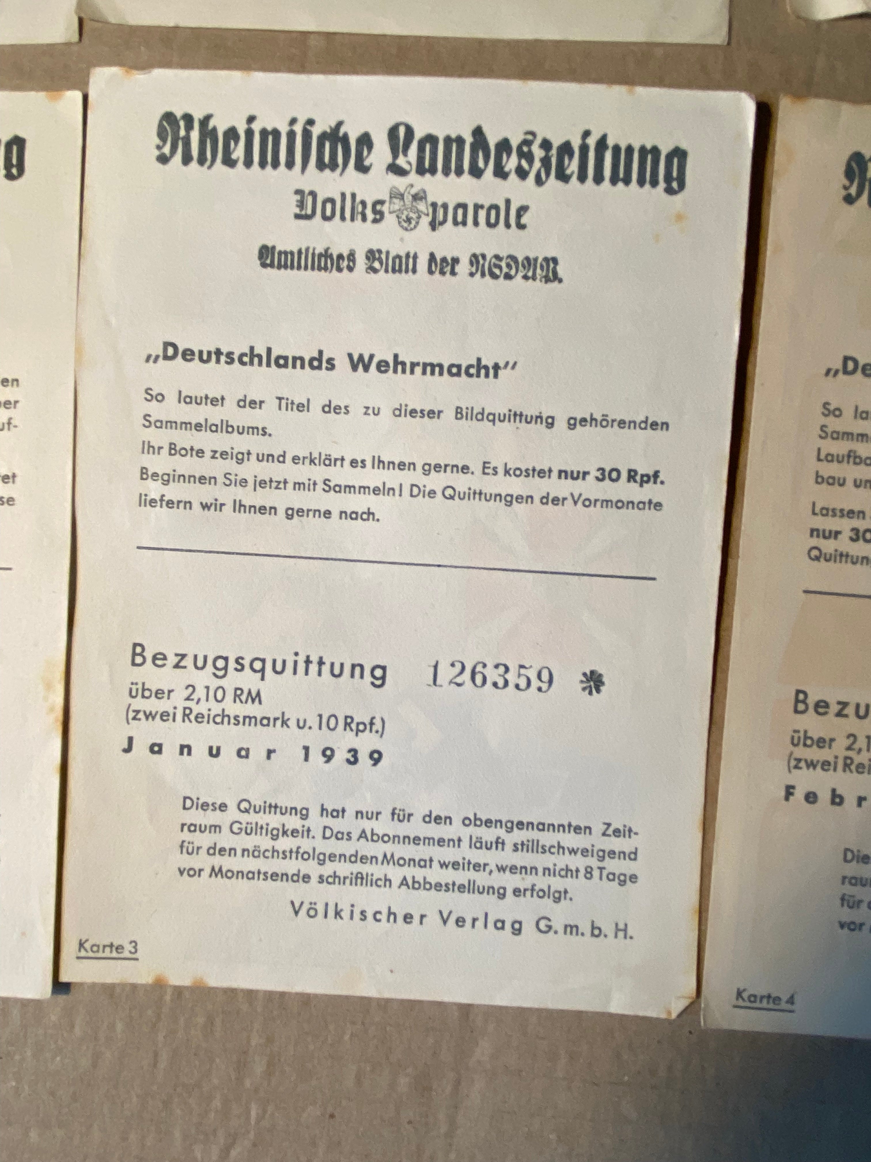 A group of original WW2 German Unit & Service Insignia Cards in colour. - The Militaria Shop