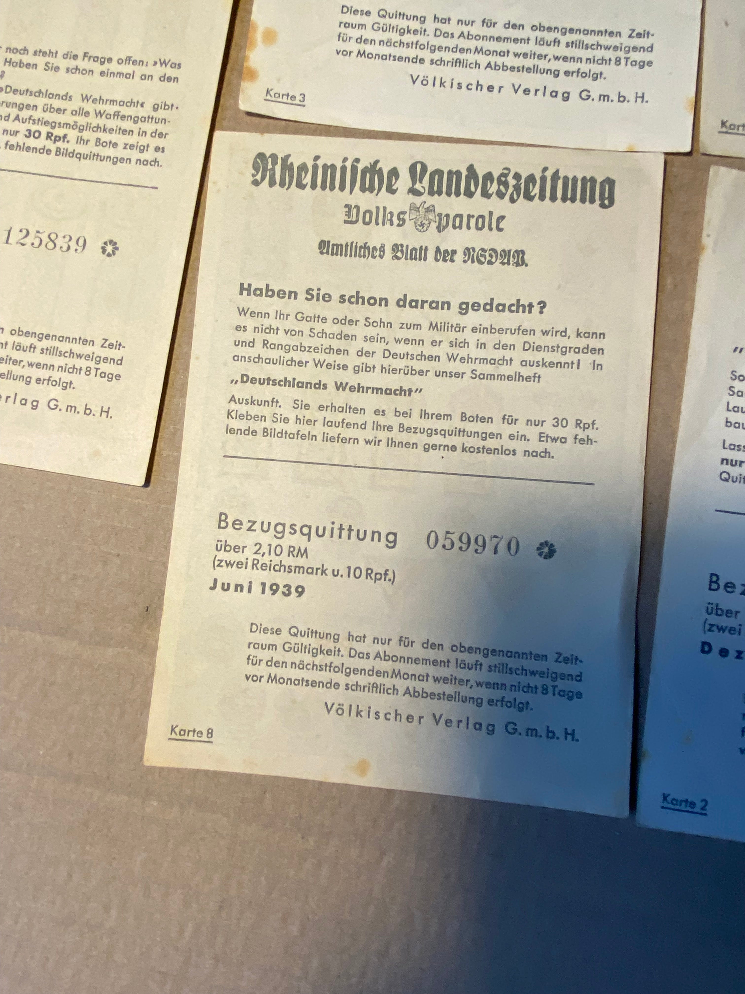 A group of original WW2 German Unit & Service Insignia Cards in colour. - The Militaria Shop
