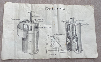 WW2 British Army instructional poster for the Italian AP B4 mine.