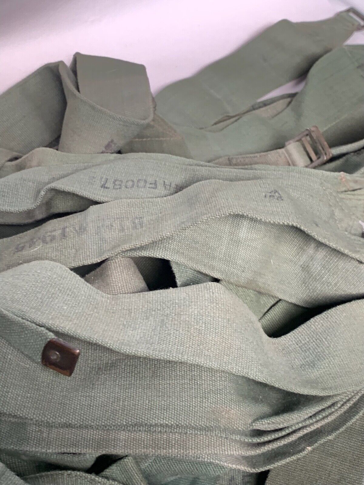 Original British Army WW2 44 Pattern Back Pack Equipment Strap - 1945 Dated - The Militaria Shop
